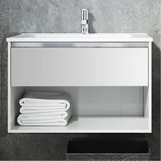 Тумба с раковиной Sanvit Контур 80 белая глянцевая