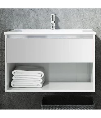 Тумба с раковиной Sanvit Контур 80 белая глянцевая