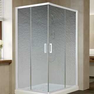 Душевой уголок Vegas Glass ZA-F 90*80 01 02 профиль белый, стекло шиншилла
