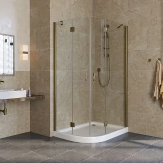 Душевой уголок Vegas Glass AFS-F 100*90 05 01 R профиль бронза, стекло прозрачное