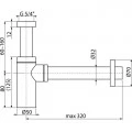 Сифон для раковины AlcaPlast A400B DN32 DESIGN цельнометаллический. Фото 1