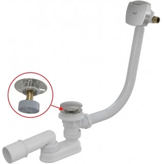 Сифон для ванны A508CKM-100 CLICK/CLACK с напуском воды через перелив хром