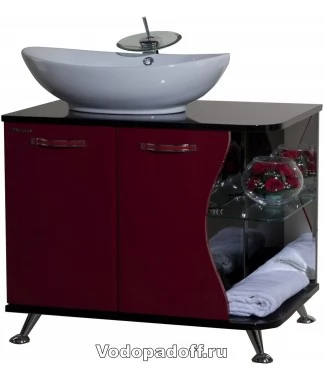 Тумба с раковиной Bellezza Рио 70 R, бордовый