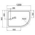 Поддон для душа Cezares Tray R550 120х90 см акриловый L. Фото 1