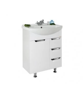 Тумба с раковиной Vod-ok Лира 65, 3 ящика, белый