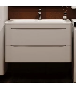 Тумба с раковиной Style Line Бергамо мини 90 2 ящика Люкс Plus подвесная белый антискрейч