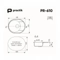 Кухонная мойка Practik PR-M-610-001 без сифона, белый камень. Фото 1