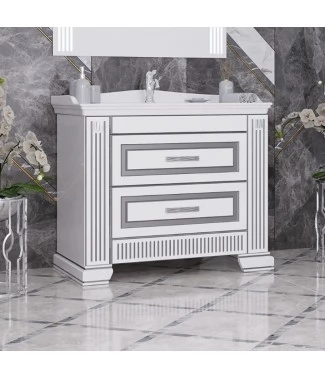 Тумба с раковиной Opadiris Оникс 100 белая,серебро