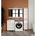 Тумба с раковиной Style Line Даллас Леон 120 L Люкс Plus напольная, белая (3 ящика). Фото 2