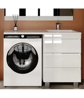 Тумба с раковиной Style Line Даллас Леон 120 R Люкс Plus 3 ящика напольная, белая