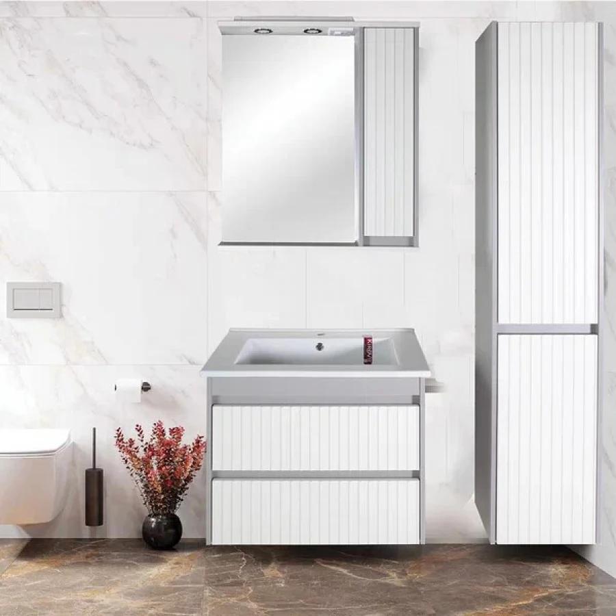 Пенал ASB-Mebel Мирано 35 подвесной, слоновая кость, шиншилла серая. Фото 2