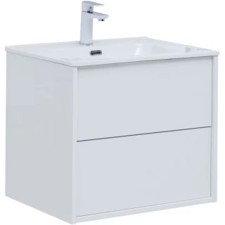 Тумба с раковиной Aquanet Lino 60 (Flat) подвесная белый глянец