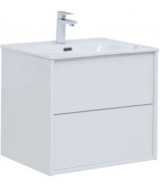Тумба с раковиной Aquanet Lino 60 (Flat) подвесная белый глянец