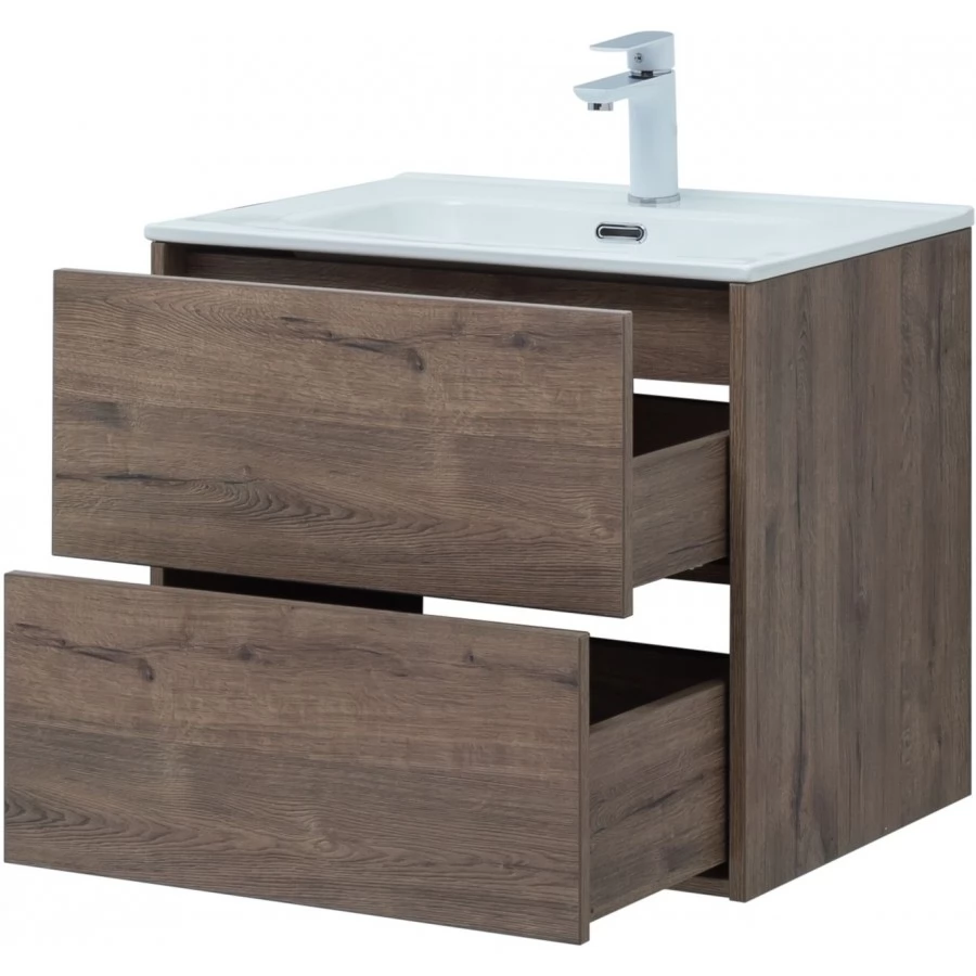 Тумба с раковиной Aquanet Lino 60 (Flat) подвесная дуб веллингтон. Фото 6