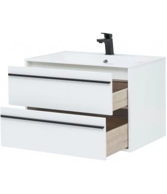 Тумба с раковиной Aquanet Lino 80 белый матовый, подвесная