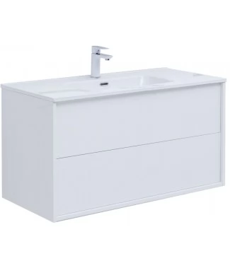 Тумба с раковиной Aquanet Lino 80 (Flat) белый глянец, подвесная