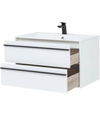 Тумба с раковиной Aquanet Lino 90 белый матовый, подвесная