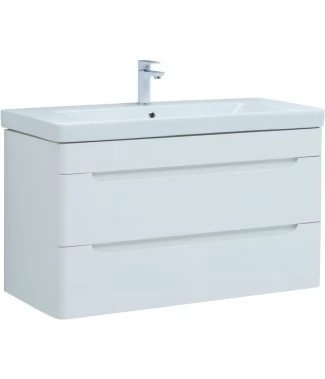 Тумба с раковиной Aquanet София 105 подвесная белый глянец (2 ящика)