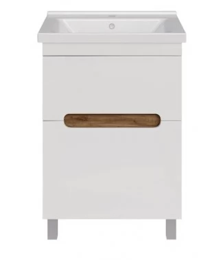 Тумба с раковиной ASB-Mebel Вита 60 2 ящика,белый, дуб золотой