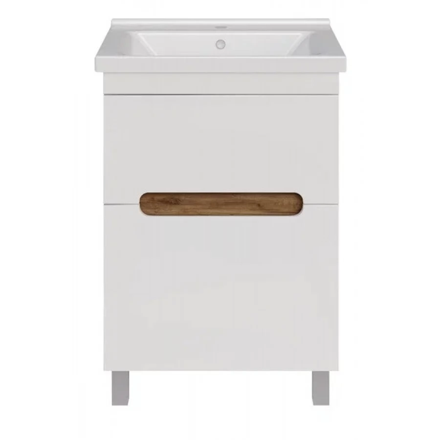 Тумба с раковиной ASB-Mebel Вита 60 2 ящика,белый, дуб золотой