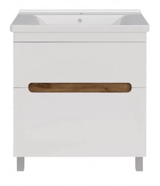 Тумба с раковиной ASB-Mebel Вита 80 2 ящика, белый, дуб золотой