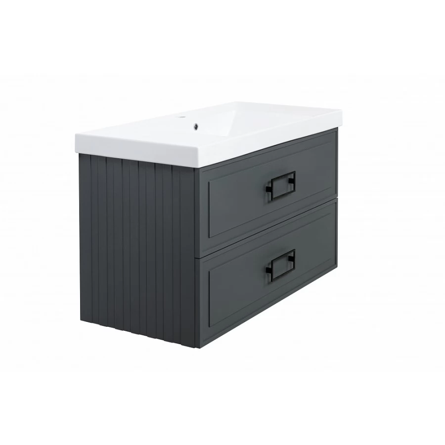 Тумба с раковиной La Fenice Cubo Twin подвесная 100, Grigio