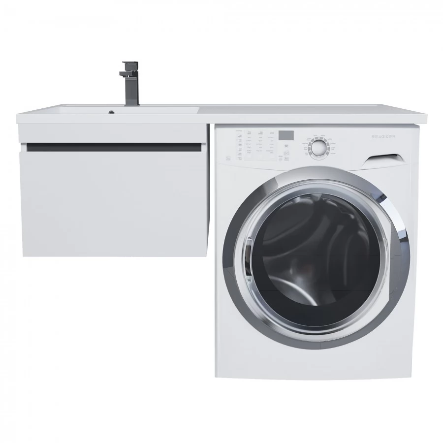 Тумба с раковиной под стиральную машину Uperwood Magenta 110 L, подвесная, белая, графит, 1 ящик. Фото 5