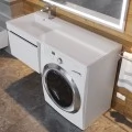 Тумба с раковиной под стиральную машину Uperwood Magenta 110 L, подвесная, белая, графит, 1 ящик. Фото 3