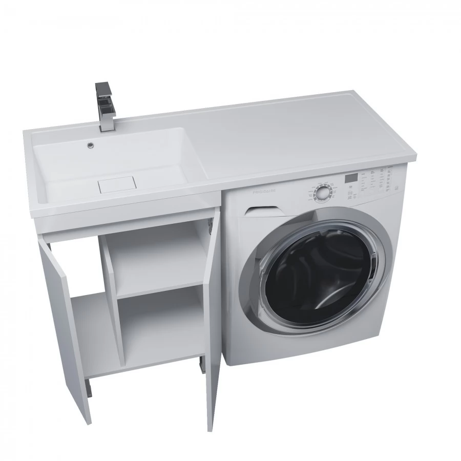 Тумба с раковиной под стиральную машину Uperwood Magenta 120 L, напольная, белая, 2 двери. Фото 6