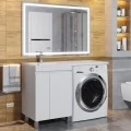 Тумба с раковиной под стиральную машину Uperwood Magenta 120 L, напольная, белая, 2 двери. Фото 4
