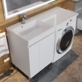 Тумба с раковиной под стиральную машину Uperwood Magenta 120 L, напольная, белая, 2 двери. Фото 3