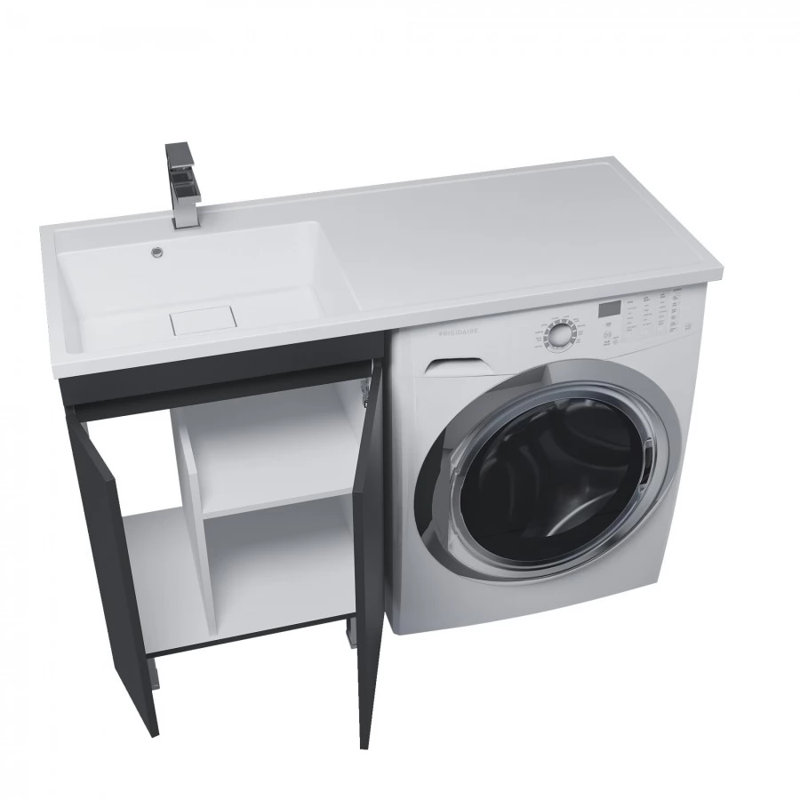 Тумба с раковиной под стиральную машину Uperwood Magenta 120 L, напольная, черная, 2 двери. Фото 5