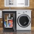 Тумба с раковиной под стиральную машину Uperwood Magenta 120 L, напольная, черная, 2 двери. Фото 2