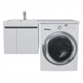 Тумба с раковиной под стиральную машину Uperwood Magenta 120 L, подвесная, белая, графит, 2 двери. Фото 5