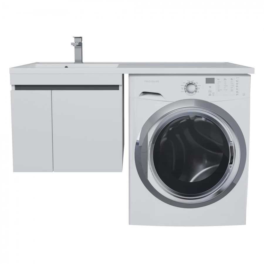 Тумба с раковиной под стиральную машину Uperwood Magenta 120 L, подвесная, белая, графит, 2 двери. Фото 5