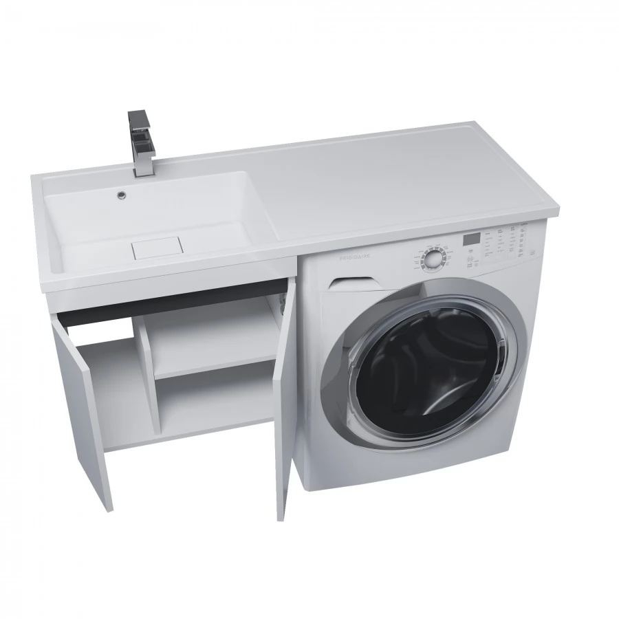 Тумба с раковиной под стиральную машину Uperwood Magenta 120 L, подвесная, белая, графит, 2 двери. Фото 6