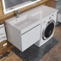 Тумба с раковиной под стиральную машину Uperwood Magenta 120 L, подвесная, белая, графит, 2 двери. Фото 4