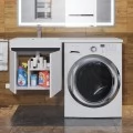 Тумба с раковиной под стиральную машину Uperwood Magenta 120 L, подвесная, белая, графит, 2 двери. Фото 2
