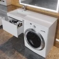 Тумба с раковиной под стиральную машину Uperwood Magenta 120 L, подвесная, белая, графит, 1 ящик. Фото 2