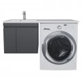 Тумба с раковиной под стиральную машину Uperwood Magenta 120 L, подвесная, черная, 2 двери. Фото 4