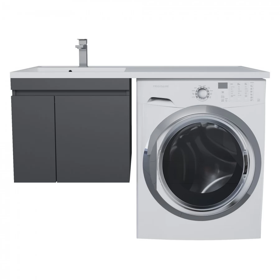 Тумба с раковиной под стиральную машину Uperwood Magenta 120 L, подвесная, черная, 2 двери. Фото 4