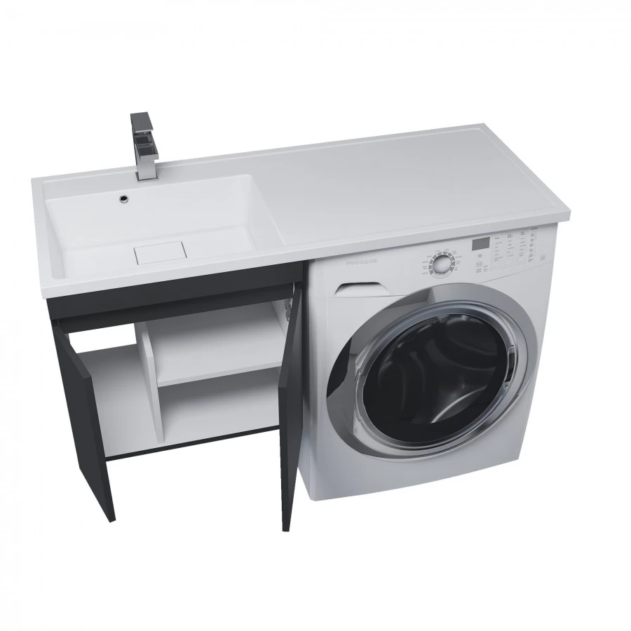 Тумба с раковиной под стиральную машину Uperwood Magenta 120 L, подвесная, черная, 2 двери. Фото 5