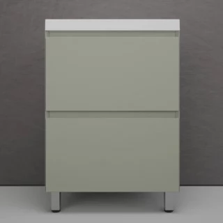Тумба с раковиной Style Line Манхэттен 60, напольная, Plus, 2 ящика, олива-белая