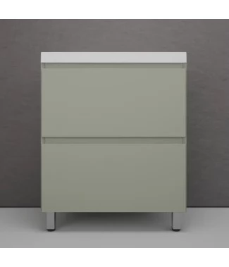 Тумба с раковиной Style Line Манхэттен 70, 2 ящика, напольная, Plus, олива-белая