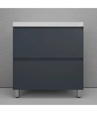 Тумба с раковиной Style Line Манхэттен 80, 2 ящика, Plus, напольная, графит-белая