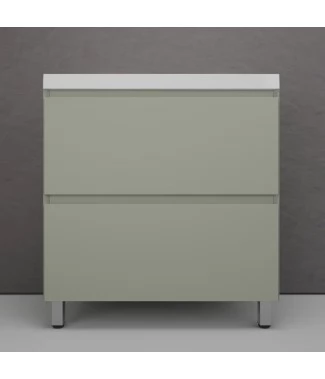 Тумба с раковиной Style Line Манхэттен 80, 2 ящика, Plus, напольная, олива-белая