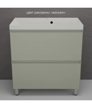 Тумба с раковиной Style Line Манхэттен 80, 2 ящика, Plus, напольная, олива-жасмин
