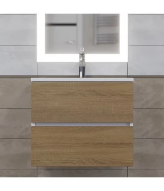 Тумба с раковиной Uperwood Barsa 60, подвесная, белая, дуб сонома