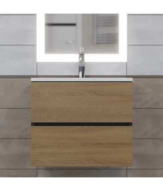 Тумба с раковиной Uperwood Barsa 60, подвесная, раковина белая, черная, дуб сонома