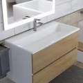 Тумба с раковиной Uperwood Barsa 90, подвесная, белая, дуб сонома. Фото 2